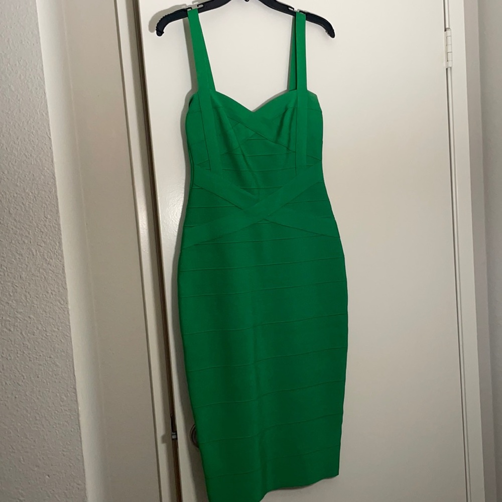 Green bandage midi dress
